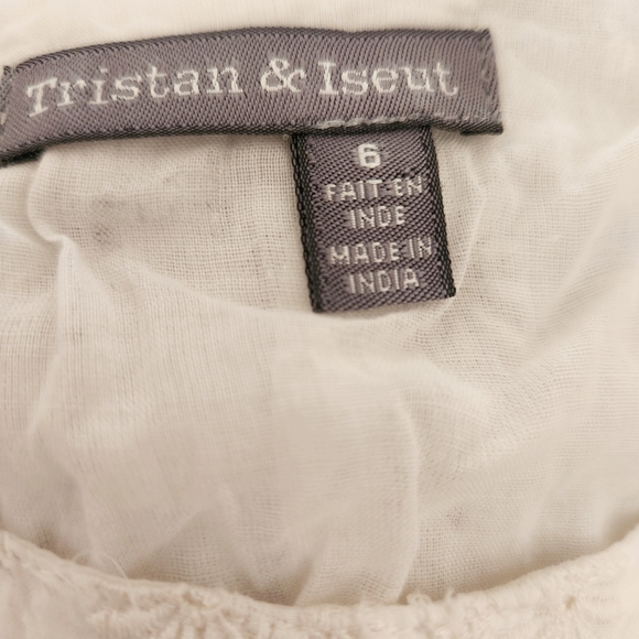 Tristan & Iseut Eyelet Cotton Summer Embroidery Dress Ivory Size 6 - Picture 3 of 6